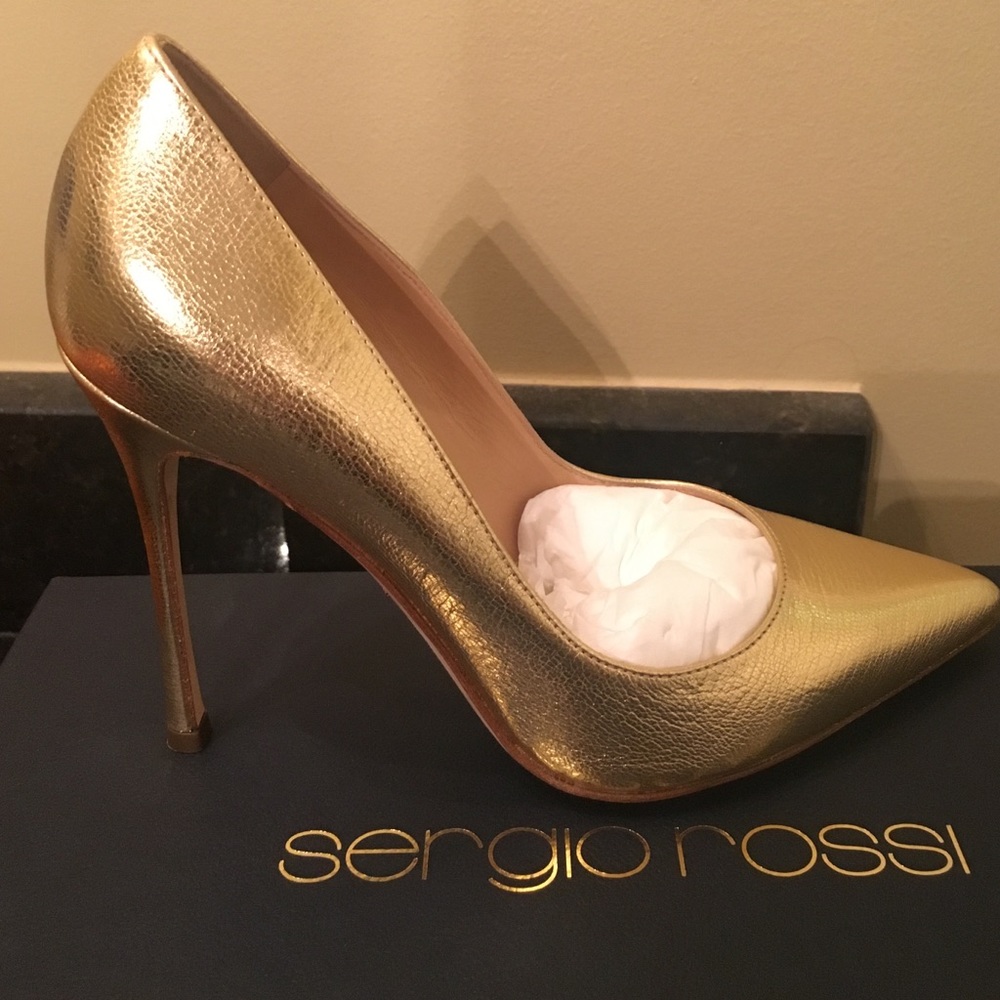COPY - BNIB Sergio Rossi Gold Stilettos 36(fits 36.5 too)